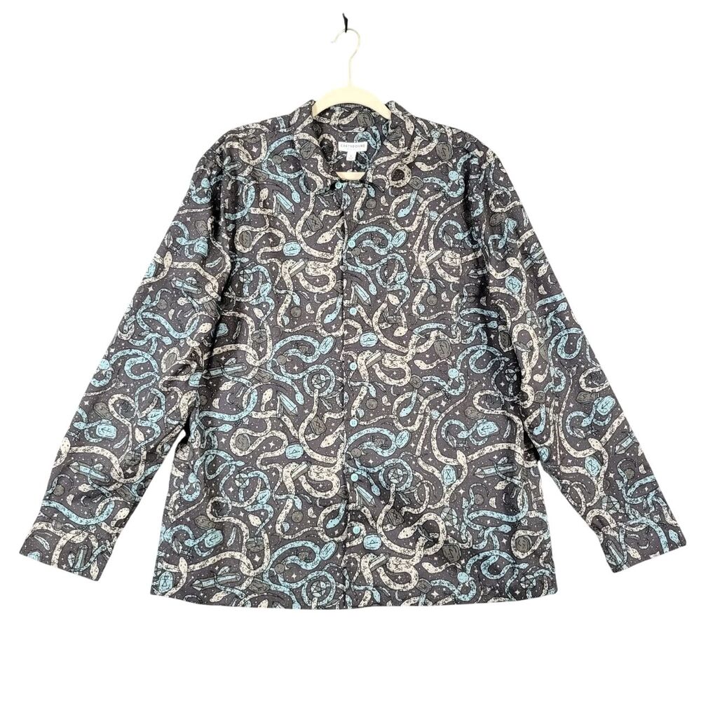 NWT EARTHBOUND TRADING Blue Snake Long Sleeve Button Shirt Celestial SIZE LARGE